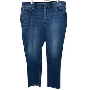 Lularoe Jeans Womens 38‎ Blue Magic Waist Stretch Denim High Rise Slim Straight